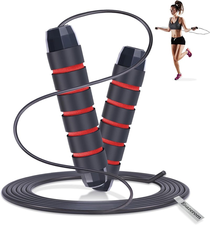 Emazerom Jump Rope for Women Men Kids, Adjustable Skipping Rope with Ball Bearings, Professional Jumping Rope with Foam Handles, Tangle-Free Rapid Speed Jump Ropes for Fitness Workout Boxing Exercise - Image 1